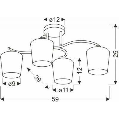 Candellux Esnyr lampa podsufitowa 4x40W chrom/czarny/biały 34-22677