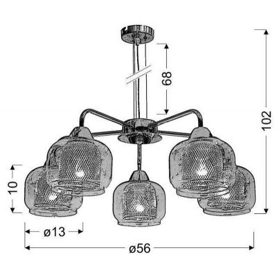 Candellux Ray lampa wisząca 5x40W chrom/przezroczysty 35-67098