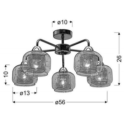 Candellux Ray lampa podsufitowa 5x40W chrom/przezroczysty 35-67104