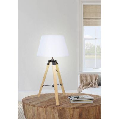 Candellux Lugano lampa stołowa 1x60W drewno/biały 41-31136