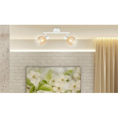 Candellux Atarri lampa podsufitowa 2x25W biały/drewno 92-68088