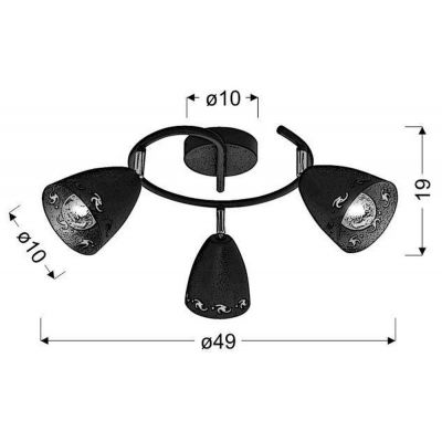 Candellux Coty lampa podsufitowa 3x40W czarna 98-67180