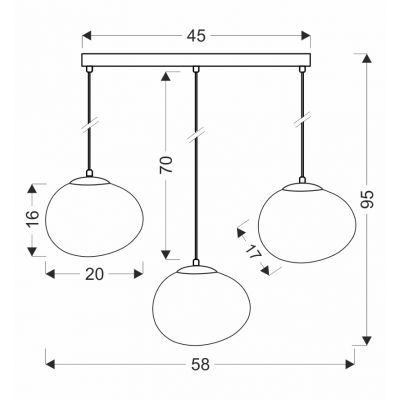 Candellux Stones lampa wisząca 3x40 W biała-czarna 33-35158