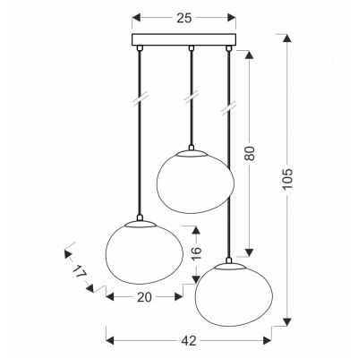 Candellux Stones lampa wisząca 3x40 W biała-czarna 33-35172