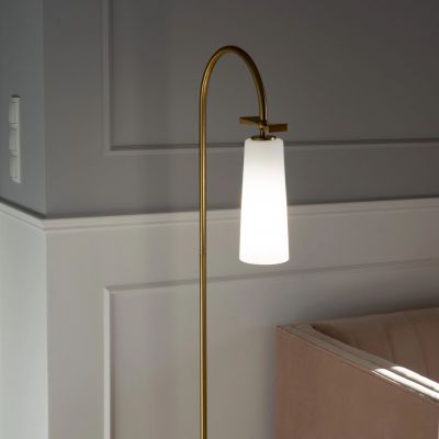 CosmoLight Bow lampa stojąca 1x40W biały/mosiądz/marmur F01152BR