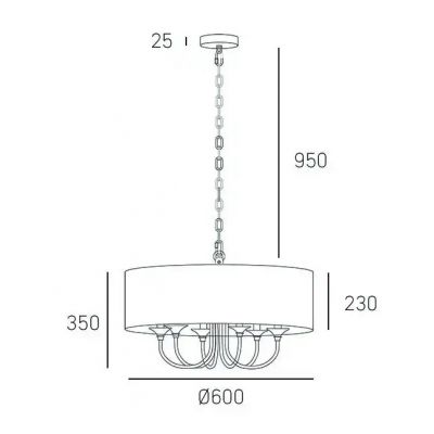 CosmoLight Abu Dhabi lampa wisząca 6x40W biały/mosiądz P06871BR