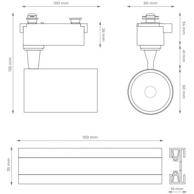 DPM zestaw szynoprzewód z reflektorami 4x5 W czarny STR-4X5B