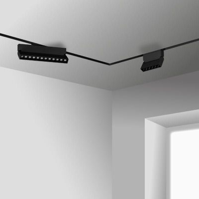 DPM M-Line łącznik kątowy do szyny magnetycznej poziomy podtynkowy czarny MTL-R-L-B