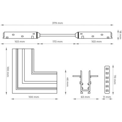DPM M-Line łącznik kątowy do szyny magnetycznej zewnętrzny podtynkowy czarny MTL-R-OL-B