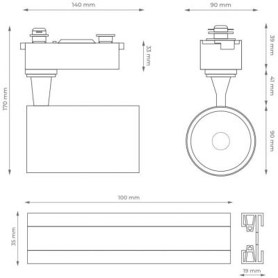 DPM X-Line zestaw do zawieszenia szynowego 4x15 W biały STR-4X15W-W