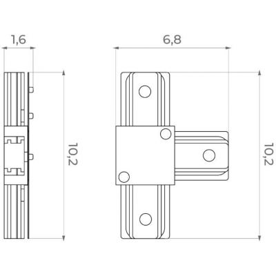 DPM X-Line złączka typu T do szyny natynkowej czarna STTB
