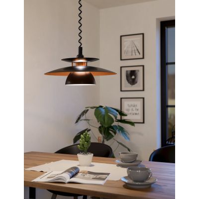 Eglo Brenda lampa wisząca 1x60 W czarna/miedź 31666