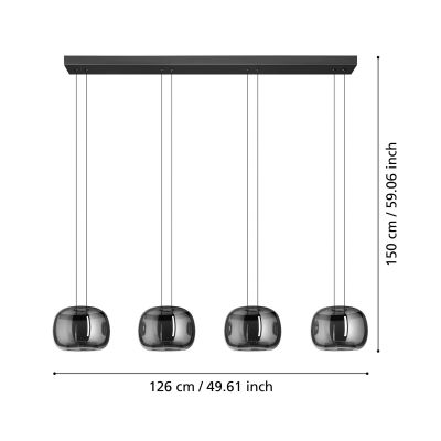 Eglo Hortunas lampa wisząca 4x10 W czarna 390433