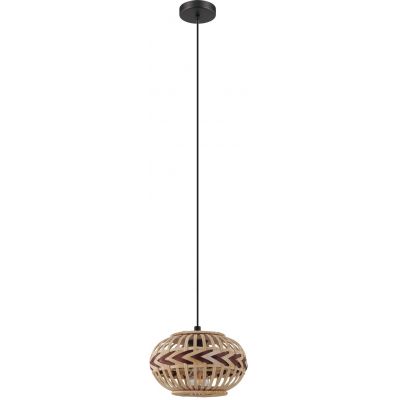 Eglo Dondarrion lampa wisząca 1x40W czarny/naturalne drewno/burgundzki czerwony 43269