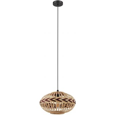 Eglo Dondarrion lampa wisząca 1x40W czarny/naturalne drewno/burgundzki czerwony 43271