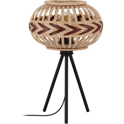 Eglo Dondarrion lampa stołowa 1x40W czarny/naturalne drewno/burgundzki czerwony 43274