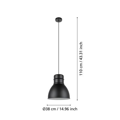Eglo Ebury lampa wisząca 1x60 W czarna 43621