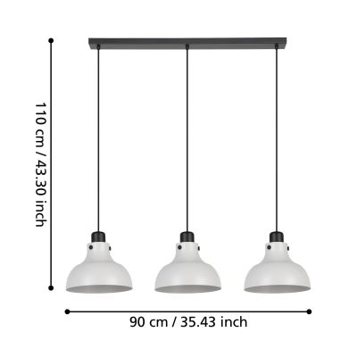 Eglo Matlock lampa wisząca 3x60 W czarna-szary/popielaty 43826