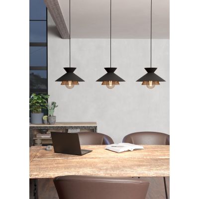 Eglo Grizedale lampa wisząca 3x40 W czarna-miedź 43886