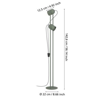Eglo Tilston lampa stojąca 2x40 W zielona 44137