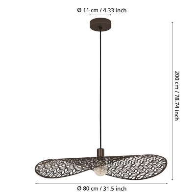Eglo Swaby lampa wisząca 1x60 W brązowa 44167