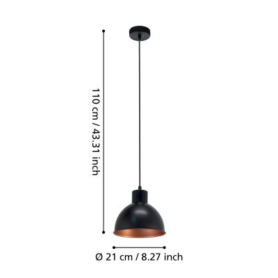 Eglo Truro lampa wisząca 1x60 W czarna-miedź 49238