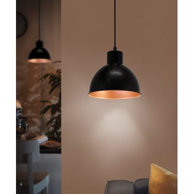 Eglo Truro lampa wisząca 1x60 W czarna-miedź 49238