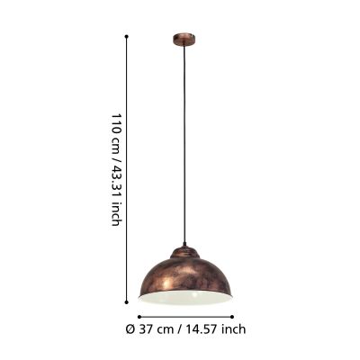Eglo Truro lampa wisząca 1x60 W miedź antyczna 49248