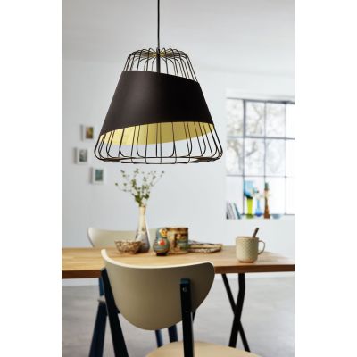 Eglo Austell lampa wisząca 1x60W czarny/złoty 49509