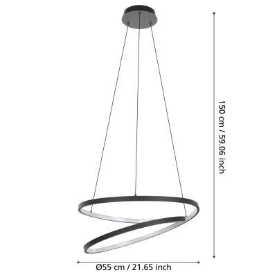 Eglo Ruotale lampa wisząca 1x37 W czarna 900472