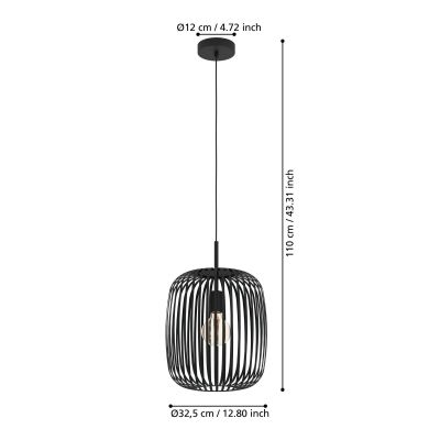 Eglo Romazzina lampa wisząca 1x60 W czarna 900494