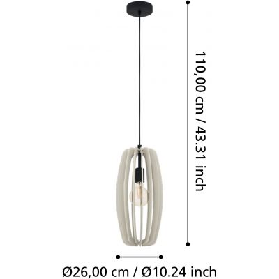 Eglo Bajazzara lampa wisząca 1x40 W czarna-szary 900502