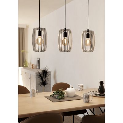 Eglo Bajazzara lampa wisząca 3x40 W czarna-szary 900503