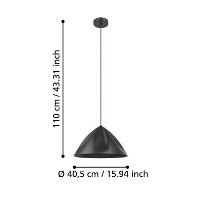 Eglo Podere lampa wisząca 1x40 W czarna 900835