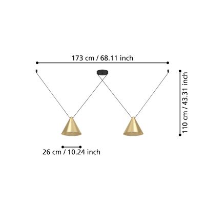 Eglo Narices lampa wisząca 2x40 W czarna-złota 900843