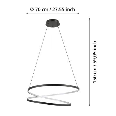 Eglo Ruotale lampa wisząca 1x42 W czarna 901138