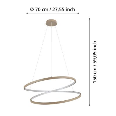 Eglo Ruotale lampa wisząca 1x42 W piaskowa 901141