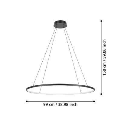 Eglo Parruta lampa wisząca 1x40 W czarna 901637