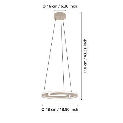 Eglo Mezzomonte lampa wisząca 1x20 W piaskowa 901824