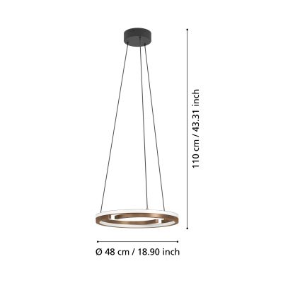 Eglo Mezzomonte lampa wisząca 1x20 W brązowa 901826