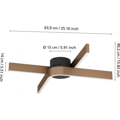 Eglo Folcino-Z lampa podsufitowa 2x18 W biała-brązowa 901863