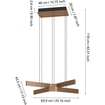 Eglo Folcino-Z lampa wisząca 2x18 W biała-brązowa 901864