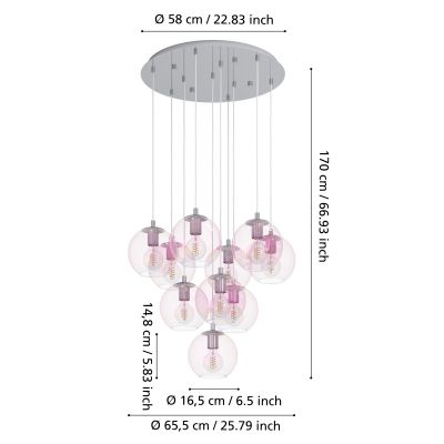 Eglo Ariscani lampa wisząca 10x60 W opal 901922