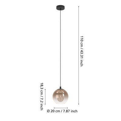 Eglo Ariscani lampa wisząca 1x40 W miedź 901923