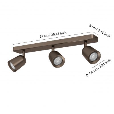 Eglo Camaldoli lampa podsufitowa 3x10 W brązowa 901951