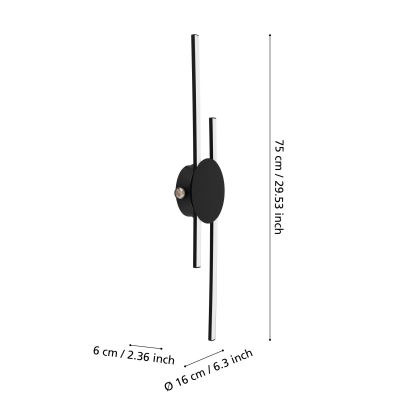 Eglo Venticello kinkiet 1x28 W czarny 902123