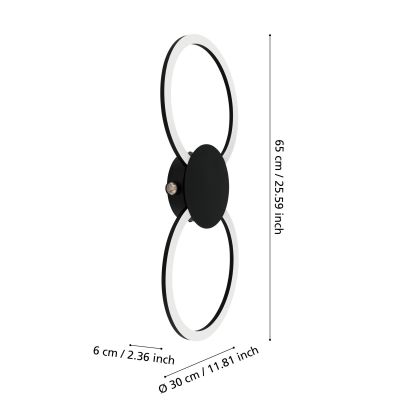 Eglo Venticello kinkiet 1x28 W czarny 902124