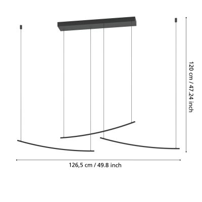 Eglo Villeggi lampa wisząca 1x22 W czarna 902166