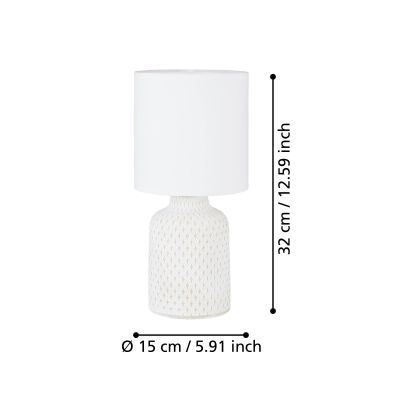 Eglo Bellariva lampa stołowa 1x40 W biała 97773