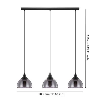 Eglo Beleser lampa wisząca 3x60 W czarna 98384